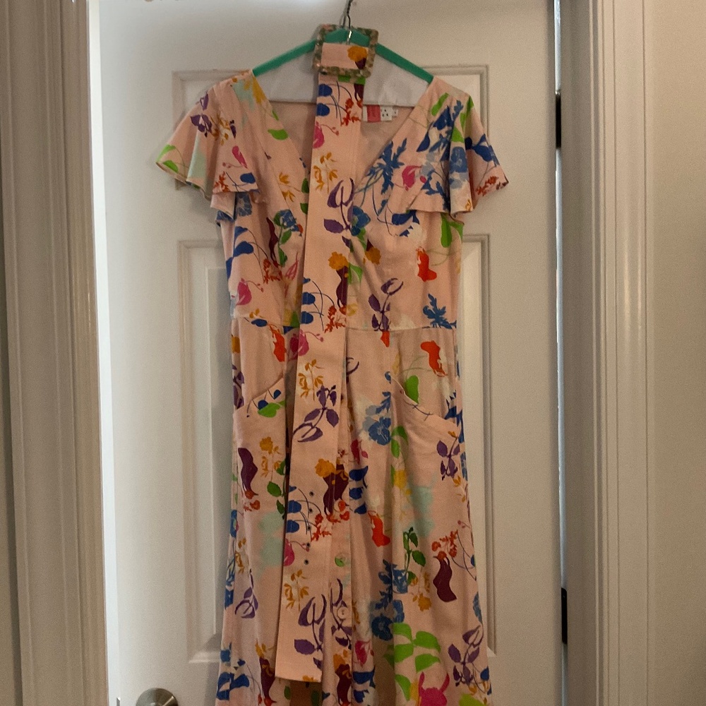 Tanya Taylor short sleeve linen dress